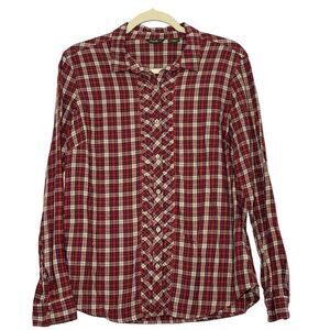 EDDIE BAUER 100% Cotton Plaid/Checkered Long Sleeves Women's Tops - Size M